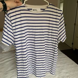 Blue and white striped t-shirt